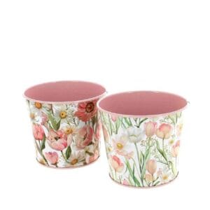 C.POT FLEURS ROSES Ø11.5CM H9.5CM (asst 2 designs)