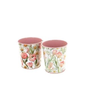 C.POT FLEURS ROSES Ø8CM H8CM (asst 2 designs)