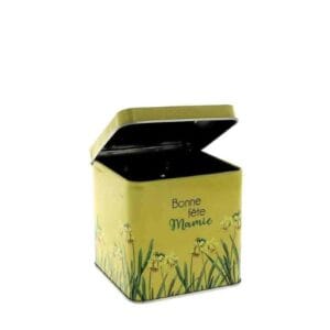 BOITE "Bonne Fête mamie" jaune 10.5X10.5 H10CM