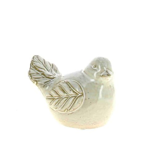 Déco OISEAU blanc céramique 13x9CM H9.7CM