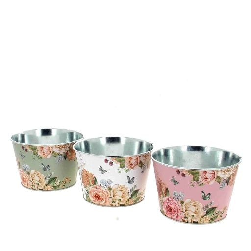 COUPES ZINC FLEURS asst 3 couleurs D15.5 H10CM
