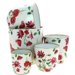 SÉRIE DE 5 CACHE POTS ZINC PREMIUM coquelicot