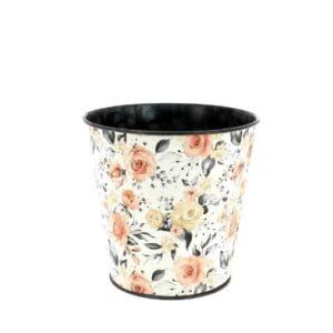 CACHE-POTS ZINC FLEURS PASTEL D13 H12.5CM