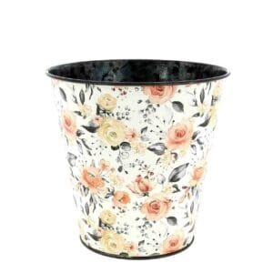 CACHE-POTS ZINC FLEURS PASTEL D15 H15CM