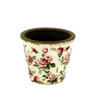 CACHE-POTS céramique pivoine rose D12.5 H10.5CM