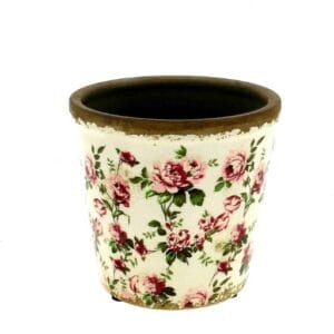 CACHE-POTS céramique pivoine rose D15 H14.5CM