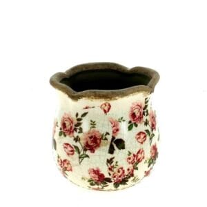 CACHE-POTS ROMANTIQUE céramique pivoine rose D12 H12CM