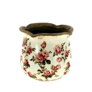 CACHE-POTS ROMANTIQUE céramique pivoine rose D15.5 H14.5CM