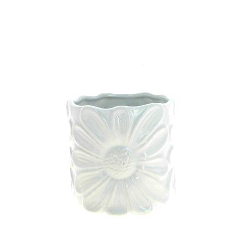 CACHE POT ORCHIDÉ FLEUR blanc D14.3 H13CM