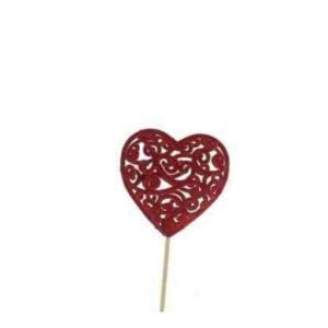 SACHET DE 12 PICS C0EUR rouge ARABESQUE H50CM
