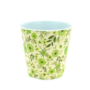 CACHE-POT FLEURS VERTES D13 H12.5CM