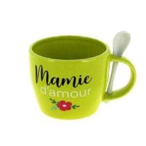 TASSE MAMIE VERTE + CUILLERE D12 H10CM