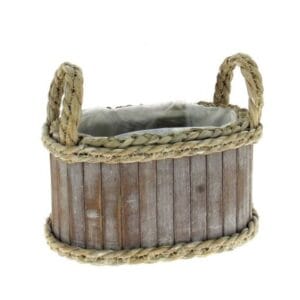 JARDINIERE BOIS gris 23x14 H12CM