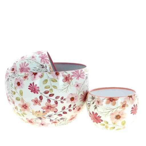 SÉRIE DE 3 COUPES BOULES ZINC PREMIUM fleurs roses