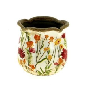 CACHE POT ANCIEN FLEURI D12 H12CM