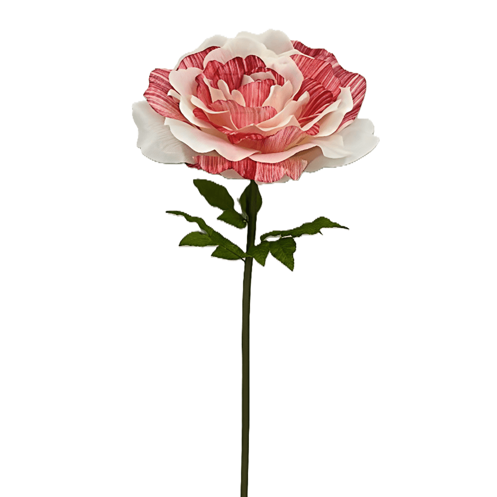 Rose Artificielle Bicolore Rouge & Blanc — Ø 50 cm · H 130 cm