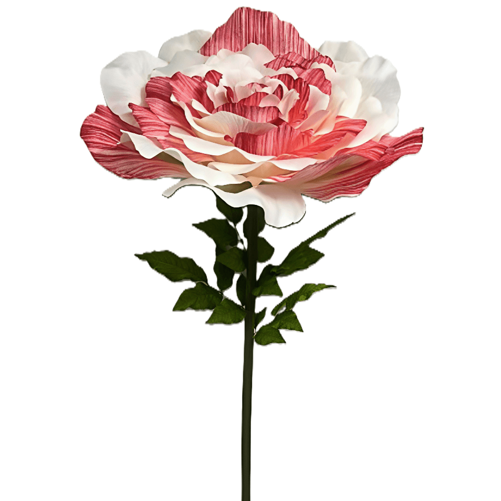 Rose Artificielle Bicolore Rouge & Blanc — Ø 70 cm · H 150 cm